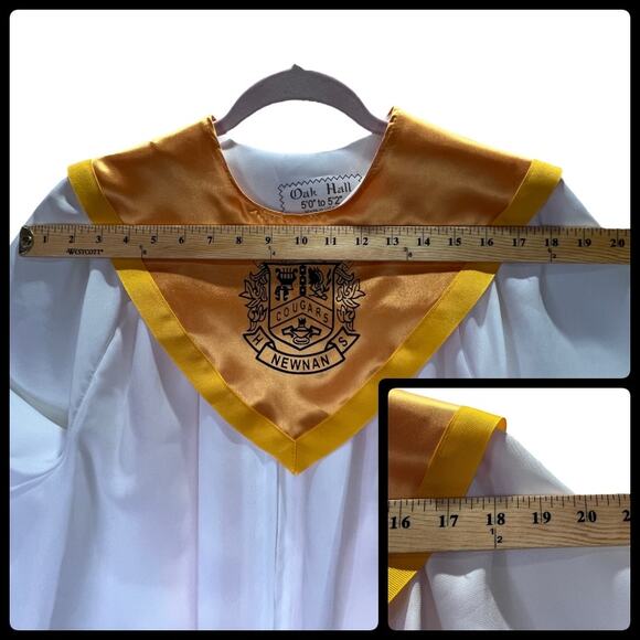 Oak Hall Graduation Gown Choir Robe Newnan Georgia Cougars Stole 5'0-5'2 White - Picture 8 of 11